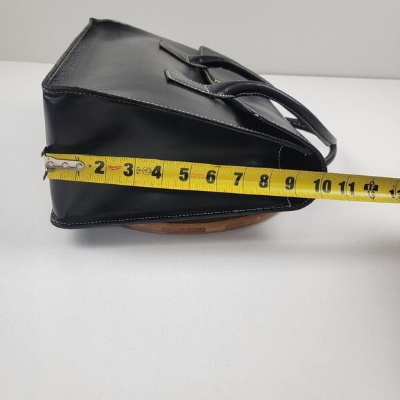 Lamberston Truex Boxcar Black Leather Handbag Bag Purse Italy - Picture 11 of 16